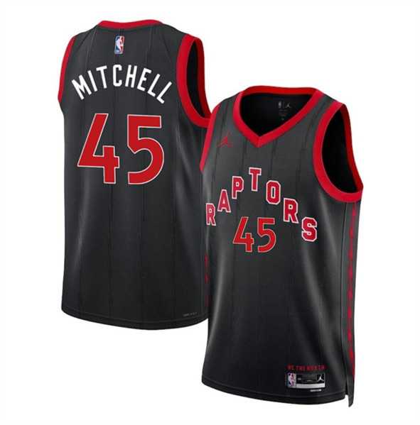 Men%27s Toronto Raptors #45 Davion Mitchell Black Statement Edition Stitched Basketball Jersey Dzhi->toronto raptors->NBA Jersey